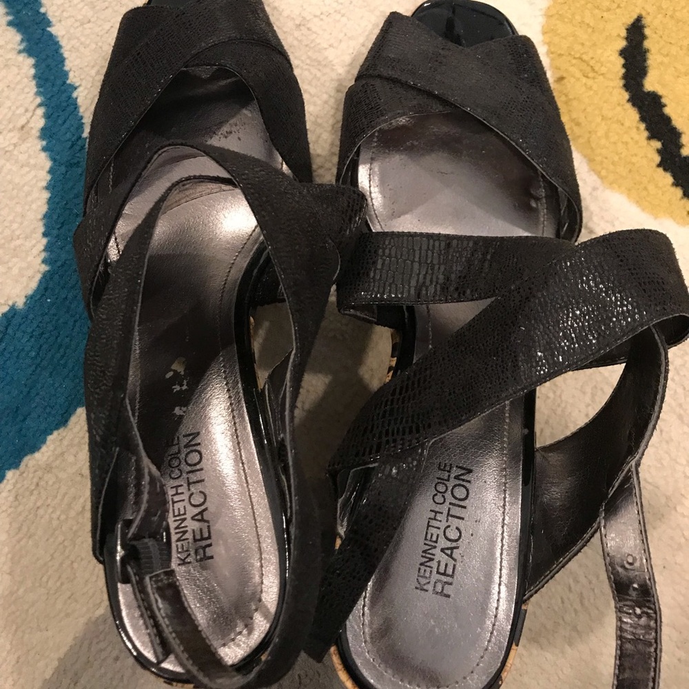 Kenneth Cole Reaction Black/Leopard Wedges